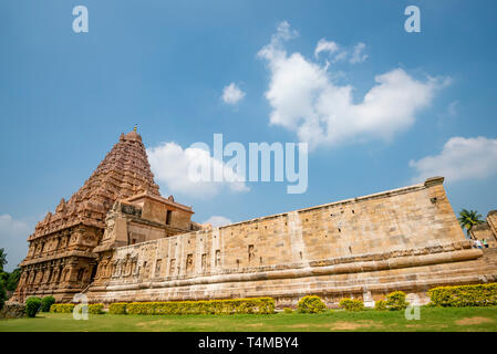 Horizontale Ansicht des Gangaikonda Cholapuram Tempel in Gangaikonda Cholapuram, Indien. Stockfoto