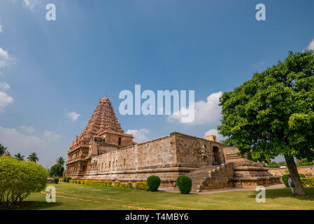 Horizontale Ansicht des Gangaikonda Cholapuram Tempel in Gangaikonda Cholapuram, Indien. Stockfoto