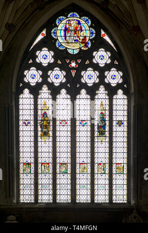 Edward Colston commemorative Glasfenster in der Kathedrale von Bristol Stockfoto