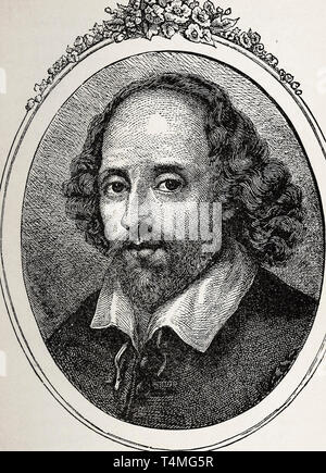 William Shakespeare (1564-1616), Porträt Radierung, 1879 Stockfoto