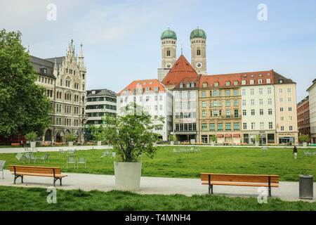 München, Deutschland - 31. Mai 2017: Stadtzentrum Blick vom Marienplatz in München, Bayern Stockfoto