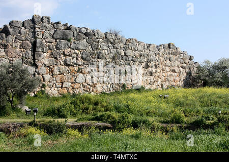 Tiryns der großen Wände in den Peloponnes, Griechenland Stockfoto