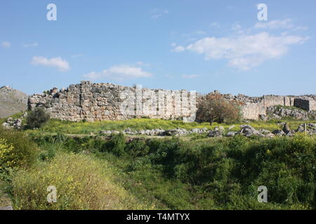 Tiryns der großen Wände in den Peloponnes, Griechenland Stockfoto