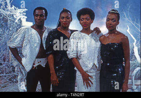 Boney M., Discoformation, bei einem Auftritt im deutschen Fernsehen, Deutschland 1988. Disco Band "Boney M." auf Deutschen TV, Deutschland 1988. Stockfoto