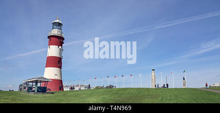 Smeaton's Tower, ehemaliger Eddystone Leuchtturm auf Plymouth Hoe. Beliebt bei den Besuchern, das historische Interesse. Stockfoto