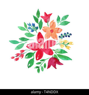 Blumen Aquarell Boho Abbildung. Niedlich, Floral background. Geburtstag oder Hochzeit Einladung Karte. Von Hand gezeichnet. Stockfoto
