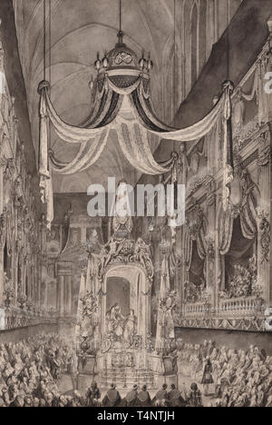 Begräbnis Für Marie-Thérèse von Spanien, Dauphine Frankreichs, in der Kirche Notre Dame, Paris, am 24. November 1746 - Charles-Nicolas Cochin Stockfoto