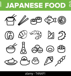 Japanisches Essen, Sushi Linear Vector Icons einstellen Stock Vektor