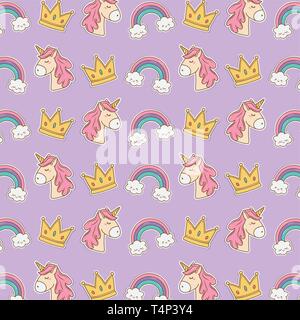 Satz Aufkleber kawaii Muster Hintergrund Vector Illustration Design Stock Vektor