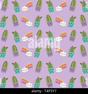 Satz Aufkleber kawaii Muster Hintergrund Vector Illustration Design Stock Vektor