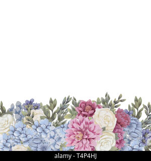 Florale für Design Save the date Karten, Einladungen, Plakate und Geburtstag Dekoration. Frühjahr Hand gemalte Bild auf weißem Hintergrund. Chry Stockfoto