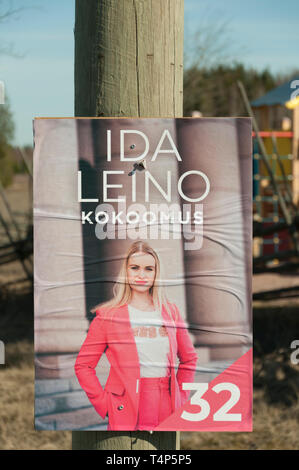 Finnische Wahlplakate Frühjahr 2019 Stockfoto