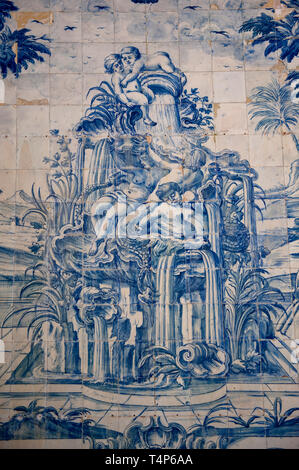 Sintra Nationalpalast, Azulejos fresco, Wasser Grotte, Sintra, Lissabon, Portugal, UNESCO-Weltkulturerbe Sintra Palacio Nacional, Azulejos, Wasser G Stockfoto