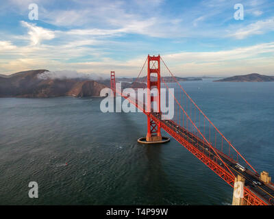 Luftaufnahme der Golden Gate Bridge in San Francisco Stockfoto