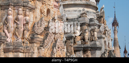 Schnitzereien an der Kakku Pagode Komplex in Myanmar Stockfoto