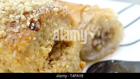 Oriental türkische Speisen, süßem Gebäck mit Walnüssen Bild gerollt Stockfoto