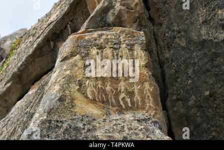 Gobustan Rock Art Kulturlandschaft, UNESCO-Weltkulturerbe, Aserbaidschan Stockfoto