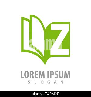 Grünes Buch mit Buchstaben Z logo Konzept Design. Symbol grafische Vorlage element Stock Vektor