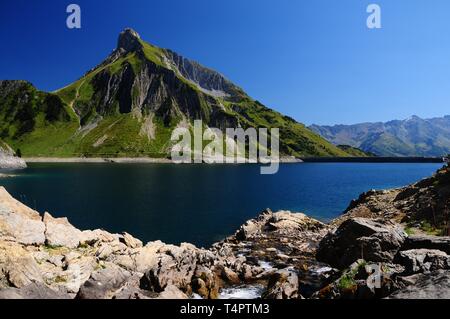 Spullersee, Vorarlberg, im Hintergrund die Goppelspitze, Österreich, Europa Stockfoto