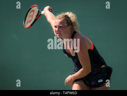 MIAMI, VEREINIGTE STAATEN VON AMERIKA - 20. März: Katerina Siniakova der Tschechischen Republik im Miami öffnen WTA Premier Pflichtfeld Tennis Turnier 2018 Stockfoto