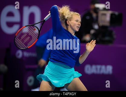 DOHA, Katar - 12. Februar: Katerina Siniakova der Tschechischen Republik an den Qatar Total Open WTA Premier Tennis Turnier 2018 Stockfoto