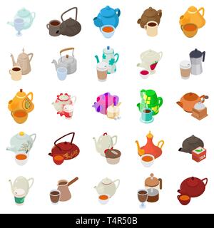 Kaffee tag Icons Set, isometrische Stil Stock Vektor