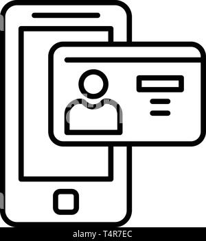 Smartphone Mann id-card Symbol, outline Style Stock Vektor