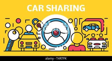 Car sharing Banner, outline Style Stock Vektor