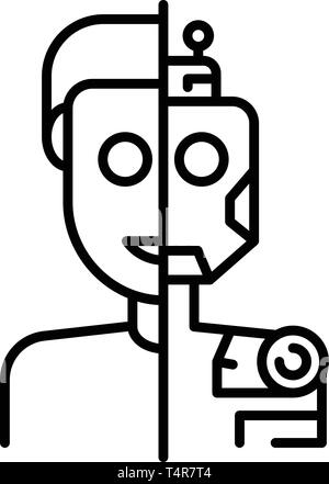 Humanoide in Abschnitt Symbol, outline Style Stock Vektor