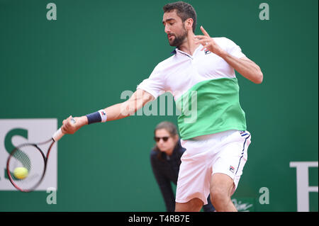 Roquebrune Cap Martin, Frankreich. 16 Apr, 2019. Martin Cilic (CRO) Tennis: 2. Runde der Männer Singles Match in Monte Carlo Masters in Monte Carlo Country Club in Roquebrune Cap Martin, Frankreich. Credit: Itaru Chiba/LBA/Alamy leben Nachrichten Stockfoto