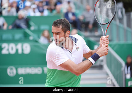Roquebrune Cap Martin, Frankreich. 16 Apr, 2019. Martin Cilic (CRO) Tennis: 2. Runde der Männer Singles Match in Monte Carlo Masters in Monte Carlo Country Club in Roquebrune Cap Martin, Frankreich. Credit: Itaru Chiba/LBA/Alamy leben Nachrichten Stockfoto