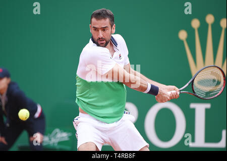 Roquebrune Cap Martin, Frankreich. 16 Apr, 2019. Martin Cilic (CRO) Tennis: 2. Runde der Männer Singles Match in Monte Carlo Masters in Monte Carlo Country Club in Roquebrune Cap Martin, Frankreich. Credit: Itaru Chiba/LBA/Alamy leben Nachrichten Stockfoto
