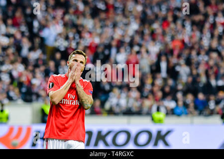 18. April 2019, Hessen, Frankfurt/Main: Fußball: Europa League, Eintracht Frankfurt - Benfica Lissabon, K.o.-Runde Viertelfinale, Rückspiel, in der Commerzbank Arena. Von Lissabon Haris Seferovic. Foto: Uwe Anspach/dpa Stockfoto