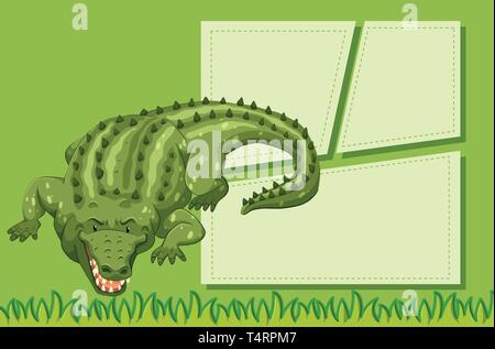 Ein Krokodil auf Hinweis Vorlage Abbildung Stock Vektor