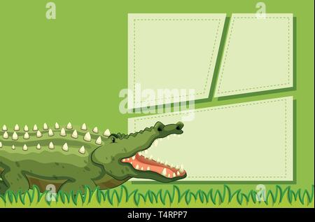 Ein Krokodil auf Hinweis Vorlage Abbildung Stock Vektor