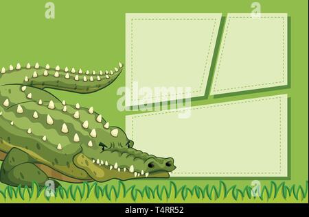 Ein Krokodil auf Hinweis Vorlage Abbildung Stock Vektor