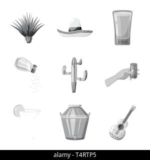 Agave, Sombrero, Glas, Flasche, Kaktus, Hand, Cocktail, Brennerei, Gitarre, Pflanze, mexikanischen, Wasser, Salz-, Prozess-, Ornament, Wald, Reisen, Ernährung, box, pub, flüssig, Whiskey, Urlaub, saftig, kalt, Zucker, Schale, Bar, Fajita, Fiesta, Party, Feier, Cafe, Latein, Karneval, nationalen, Mexiko, Tequila, Set, Vector, Icon, Illustration, isoliert, Sammlung, Design, Element-, Grafik-, Zeichen-, Mono-, Vektor, Vektoren, grau Stock Vektor