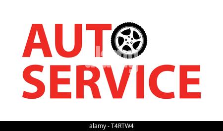 Auto Service Logo Emblem auf der Farbe Weiß isoliert. Vector Illustration für Auto Reparatur Mechaniker station in EPS 10. Stock Vektor
