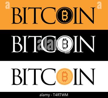 Golden Bitcoin Symbol auf goldenen, weißen und schwarzen Hintergrund. Vektor phrase Bild der digitalen cryptocurrency Münze in EPS 10. Stock Vektor