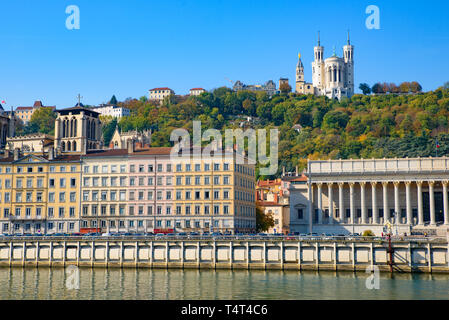 Der Blick auf den Fluss von Lyon, Frankreich Stockfoto