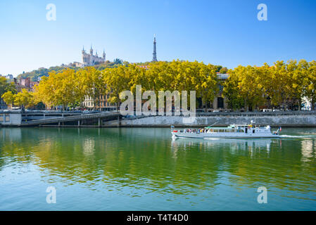 Der Blick auf den Fluss von Lyon, Frankreich Stockfoto