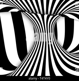 Abstrakte schwarz-weißen wellenförmigen Streifen Hintergrund. Vector Illustration Stock Vektor