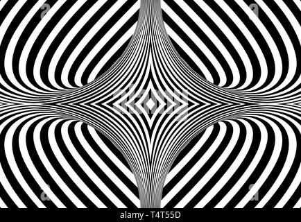 Schwarze und weiße Linien optische Täuschung. Vector Illustration Stock Vektor