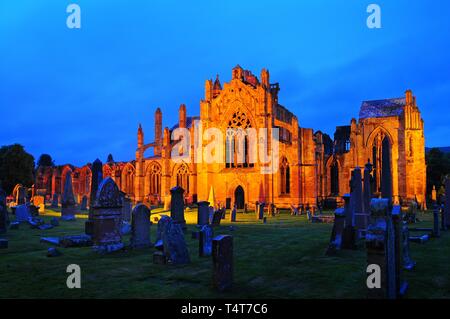 Ruinen der Melrose Abbey, Scottish Borders, Schottland, Großbritannien, Europa Stockfoto