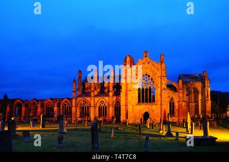 Ruinen der Melrose Abbey, Scottish Borders, Schottland, Großbritannien, Europa Stockfoto