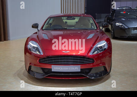 Nonthaburi, Thailand - 3. April 2019: Aston Martin Vanquish in Motor Show 2019 vorgestellt Stockfoto