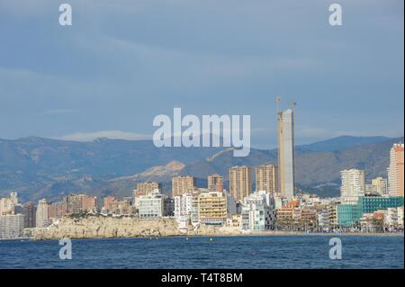 Skyline von Benidorm, Costa Blanca, Spanien, Europa Stockfoto