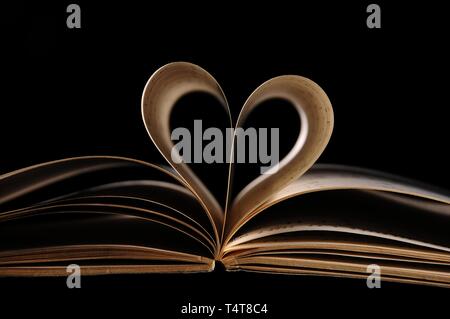 Musik buch Seiten, heart-shaped Stockfoto