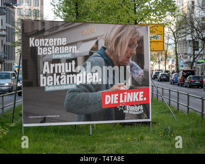 BERLIN, DEUTSCHLAND - 16 April 2019: Plakat Der für die Wahlen zum Europäischen Parlament in Berlin, Deutschland Stockfoto