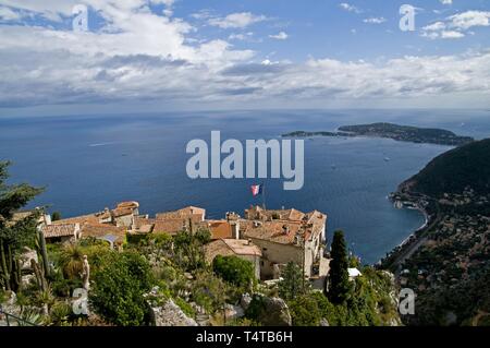 Eze und Cote d'Azur, Eze, Provence-Alpes-Côte d'Azur, Frankreich, Europa Stockfoto